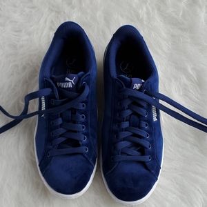Puma Blue Indigo & Grey Vikky Suede Sneaker 6US